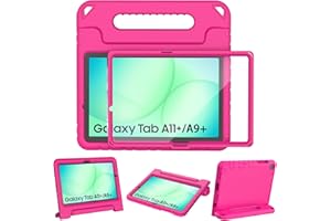 TOPWANT Kids Case with Screen Protector for Samsung Galaxy Tab A11+ Plus 2025(SM-X230/X235/X236)/Tab A9+ Plus 2023(SM-X210/X216/X218) 11 Inch, Shockproof Convertible Handle Stand Case, Rose Pink