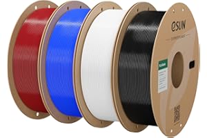 eSUN PLA Filament 1.75mm, PLA Basic Filament Précision Dimensionnelle +/- 0.05mm, 1KG par Bobine, 4 Bobines Filament pour 3D Imprimantes,Rouge Foncé+Bleu+Froid Blanc+Noir