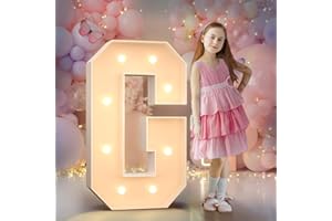 MIXIFOX 3FT Light Up Letters Birthday Decoration: Large Cardboard Letters G for Party, Marquee Letters for Graduation Decorations Baby Shower Wedding Decor, Mosaic Balloon Arch Stand Pre-cut DIY Number