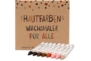 ‎HAUTFARBEN Hautfarben Wachsmalstifte, Set 8 Wachsmaler in unterschiedlichen Hauttönen, Stifte für Kinder ab 3 Jahren, nachhaltige Materialien, Geschenk ohne Plastik, Wachsmaler für alle