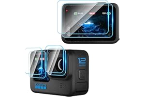 Hianjoo Protector de Lente + Protector de Pantalla para LCD Compatible con GoPro Hero 12/11 / 10/9 Black, [ 2+2+2 Piezas ] Claridad HD 9 Dureza Accesorios de Película Vidrio Templado Antirrayas