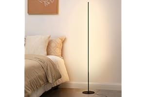 EDISHINE Lampadaire LED sur Pied Salon, 147cm Dimmable Colonne Lumineuse, 3000K Blanc Chaud, Moderne Lampe D'Ambiance, Interrupteur au Pied, Decoration Intérieur pour Salle de Jeu, Noir