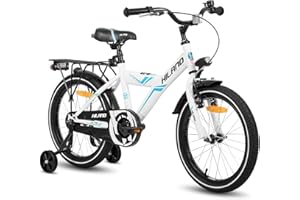‎HH HILAND HILAND 16/18/20 Zoll Kinderfahrrad Mountainbike Kinder MTB für Jungen und Mädchen ab 4 5 6 7 8 9 Jahren Licht Gepäckträger Stützräder/Ständer, Schwarz/Weiß