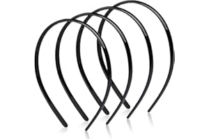 KUOU 4 pcs Plastic Headband, Black Headbands Thin Teeth Skinny Hairbands, Soft Non Slip Outdoor Sports Hair Bands for Mens Women's Girls (8mm Wide)