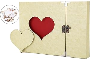 AIOR Album de Fotos para Pegar y Escribir Scrapbook, 50 Páginas Negras, DIY Álbum de Recortes con Grabado en Forma de Corazón, Original Regalos para Mujer Niña, Beige