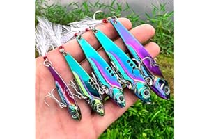 OriGlam Lot de 5 leurres de pêche en métal, leurres de pêche en métal, leurres de pêche en mer, leurres de pêche coulants, appât Dur pour leurre de Truite saumonée