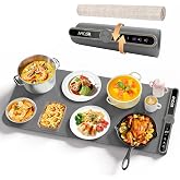 AMOSA Portable Food Warmer, Silicone Roll Up and Portable (Grey) | 9 Temperature Levels, 6 Hour Timer, Flexible Electric Heat