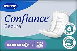 Confiance Secure - Protections Anatomiques Absorbantes pour Hommes et Femmes - Niveau d'Absorption = 8 gouttes (Fuites Urinaires Importantes) - Matière Douce - Blanc - 32 Unités, large