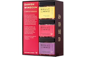 ‎WALLY AND WHIZ Wally and Whiz - Taste of Denmark - Dänische Gourmet Weingummis - 3 Varianten - Fruchtgummis Süßigkeiten Box - Vegane Gluten & Allergenfrei - Natürliche Aromen/Farben - Tolles Geschenke - 420g