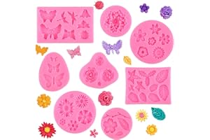 RISF Lot De 8 Moules Silicone En Forme De Fleur 3D, Mini Moule Bougie Animaux Pour Chocolats, Fudges, Gâteaux Et Biscuits