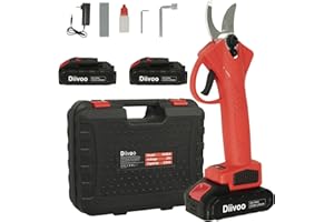 Diivoo Electric Pruning Shears Cordless with 2 Pack 2Ah Rechargeable Batteries, 25mm (0.98inch) Cutting Diameter Portable Secateurs for Garden Orchards to Pruning Branches Electric Scissors