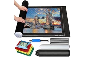 MEISHANG Puzzleunterlage 3000 Teile,Tragbare Puzzles Matte,Puzzlematte Rolle Aufblasbar,Jigsaw Mat,Puzzle Roll Storage Mat (Schwarz/3)