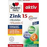 Doppelherz Zink 15 + Histidin + Vitamin C - 15 mg Zink als Beitrag für die normale Funktion des Immunsystems und für den Erha