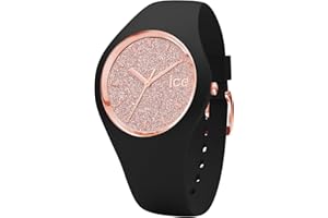 Ice-Watch - ICE glitter Black Rose-Gold - Montre noire pour femme avec bracelet en silicone