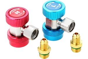 SURIEEN Adjustable R134A Quick Coupler Fittings High-Low Connector, AC R134A Adapter, 1/4 inch SAE HVAC Fittings, HVAC Freon Manifold Gauge Hose Connector Kit