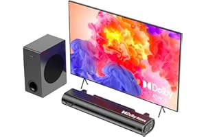 Hiwill Dolby Atmos Soundbar, 200W Peak Power Sound bar for TV, TV Soundbar with 5.25'' Big Subwoofer, Adjustable Treble and Bass, Home Theater TV Speakers, eARC/ARC/OPT/BT/AUX, HiElite A21