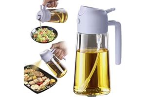 TrendPlain Spruzzino Olio per Friggitrice Aria 470ml, Dosatore Olio 2 in 1, Oliera Spray per Cucina, Insalata e Aceto, Accessori Cucina senza BPA - Perla