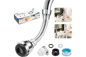 Leikedun Kitchen Tap Spray Head, Universal Tap Extension 360° Rotatable Aerator ABS Polished Chrome for Kitchen Sink Faucet Adapter