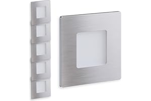 ‎SCANDINAVIAN HOME LYSEA Scandinavian home 6er Set Wandeinbaustrahler I LED Treppenbeleuchtung 230V 1W Warmweiß außen IP65 I 100lm 3000K CRI90 I Edelstahl Treppenstufenbeleuchtung für Unterputzdosen/Gerätedosen 68mm