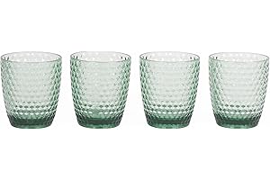 CAMBRIDGE ENGLISH BY DESIGN CAMBRIDGE CM07654GEU7 Fete Verres à boire - Lot de 4, verres à eau classiques, capacité de 340 ml, plastique sans BPA, maisons de vacances, pique-et enfants, vert