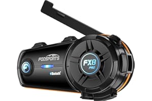 Fodsports FX8 Pro Motorrad Headset mit Dual-Chip für Audio-Multitasking, 1 Satz, Intercom Motorrad für bis zu 10 Fahrer, Motorradhelm Kommunikationssystem mit Musik teilen, 3 Soundeffekten, FM-Radio