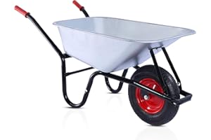 ‎2MGOODS 2mGoods Schubkarre Garten 110L mit Luftreifen – Gartenkarre 200 kg Tragkraft, verzinkter Stahl, rostfrei & stabil – Perfekt für Garten, BAU & Landwirtschaft (Schwarz)