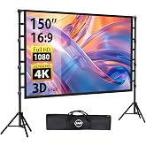 LEORFI Projection Screen with Stand 150 Inch Portable Outdoor | Giant Screen 16 Feet Adjustable Steel Tripod Front and Rear P