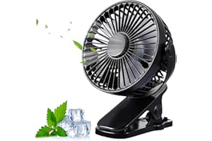 Binnan Ventilateur de Bureau, Ventilateur Pince Petit, Mini Ventilateur USB Silencieux 3 Vitesses Rotation 720° Ventilateurs Portable Rechargeable pour la Salle de Sport, Maison, Bureau, Camping