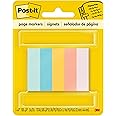 Post-it Page Markers, 1/2 in x 1 3/4 in, Assorted Fluorescent Colors, 100 Sheets/Pad, 5 Pads/Pack (670-5AF2)