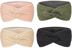 DRESHOW Damen Warm Gestricktes Stirnband Winter Ohrenwärmer Gehäkelte Kopfwickel Dickes Fleecefutter Haarbänder