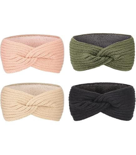Damen Stirnband Winter - Vintage Gestrickt Mit Strass, Turban-Ohrwärmer In Beige (Acryl, Für Alltag & Style)