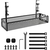 Cable Organizer Tray for Desk, No Drill, Metal Cable Management Tray with Clamp, No Damage to Table, Cable Organizer for Offi