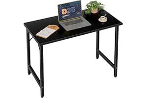 Grandder 80 cm Computer Desk, Small Home Office Desk Study Writing Kid Table for Small Spaces, Simple PC Gaming Desk, Adjustable Feet, Black