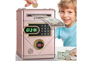 Ltteaoy Salvadanaio Elettronico per Bambini 3-12 Anni, Salvadanaio Touchscreen Digitale con Password, Regalo di Natale per Bambini