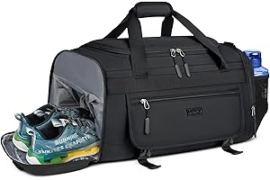 IGOLUMON Bolsa de Deporte Bolsa Gimnasio para Hombre Mujer Bolsa de Viaje con Zapatos y Compartimentos Húmedos Fin de Semana Travel Duffle Bag Bolsos Deportivos Fitness 55L