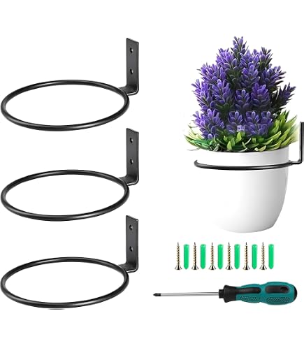 AYSUM Blumentopfhalter-Ring 20,3 Cm – 6 Stück, Schwarz, Wandmontage Für Innen & Außen