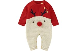 HIFOT Niño Disfraz de Navidad Ropa,Tejer Disfraz Papa Noel Bebe Niño Recién Nacido Mono Bebe niñas y niños Mi Primera Navidad