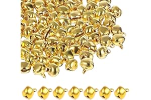 GNALIA Cascabeles, 50 Piezas Cascabeles,Campanas De Metal,Para Fabricación De Joyas, Bisutería, Hacer Guirnaldas Navideñas,Embalaje De Regalo,Decoración Navideña,14mm (Oro)