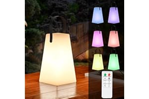 uuffoo Lampa stołowa, zewnętrzna, LED, akumulatorowa, 7 kolorów, RBG, ściemniana, bezprzewodowa, ładowanie przez USB, IP44, wodoszczelna, z pilotem zdalnego sterowania, pasuje do salonu, sypialni,