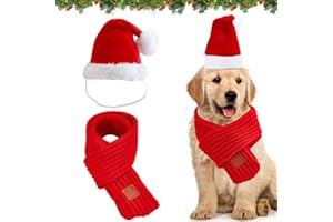 SUNSHINE SMILE Katzen Hunde Weihnachtskostüm,Weihnachten Haustier Schal,Hunde Weihnachtsmann-Mütze,Katze Weihnachten Schal,Katze Kleidung Weihnachtsmütze,Haustier Kostüm