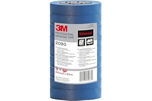 3M Profesjonalna taśma maskująca 2090, wielopowierzchniowa, niebieska, 24 mm x 50 m, 9 rolek - odporna na promieniowanie UV, wodoodporna, do malowania i dekoracji wewnątrz i na zewnątrz