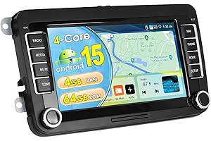 MOTORSI [4G+64G] Autorradio CarPlay para VW/Seat/Skoda/Passat/Golf/Polo, Radio inalámbrica con CarPlay y Android Auto,Pantalla táctil HD de 7",2 DIN Bluetooth Radio,GPS/SWC/FM/RDS/USB + Cámara de Marcha,Mic