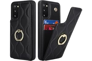 SailorTech Samsung Galaxy S20 Hülle mit Kartenhalter für Frauen, Galaxy S20 Handyhülle Ring-Ständer [Kartenfach] [Standfunktion] Niedliche und modische Tasche für Samsung Galaxy S20-Schwarz