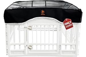 PJYuCien Dog Playpen Mesh Top Cover, Fits 36 Inch 4 Panels Regular Square Plastic Exercise Pet Pen, Adhesive Tape Connections, Black (Note: Cover Only, Fence Not Included)