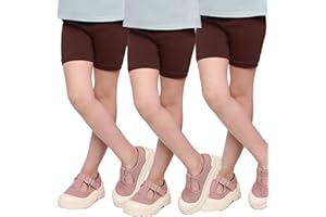 HI!MOM 3 Pack Girls Cycling Shorts - Safety Comfy Cotton Basic Non See Through Girl Short Leggings Kids - Pack of 3 School Dance Sport Bike Summer Shorts Knee Length