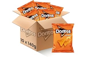 PEPSICO LAY'S Doritos Tex-Mex - Snack Crujiente con Sabor a Queso, Pack de 10 Bolsas del Delicioso e Irresistible Aperitivo de Maíz Frito con Forma de Nacho, Total: 10 x 140g = 1400 g