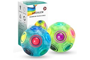 Vdealen Regenbogenball Set Magischer Puzzleball Zappelball Spiel Spaß Stressabbau Geschicklichkeitsspiele Pädagogische Spielzeug Denksport Ball Spielzeug Knobelspiel für Kinder Teens & Erwachsene