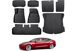 BASENOR Tesla Model 3 dywaniki samochodowe do siedzenia na każdą pogodę, wodoszczelne, z termoplastycznego elastomeru, antypoślizgowe przednie plecy, osłona pleców, do drugiego rzędu siedzeń, Tesla 3,