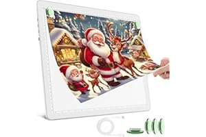 TOHETO A3 Leuchttisch für Diamantmalerei, Wiederaufladbares Ultraheller Leuchtkasten zum Zeichnen, Aufladbar LED Licht Pad zum Nachzeichnen, Kabelloses Lichtplatte Lichttafel zum Skizzieren (Weiß)