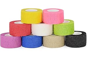 SEADESKY 9 Rolls Self Adhesive Bandage Wrap Pet Vet Wrap for Dog Cohesive Bandages Elastic Sports Tape Self Adherent Bandage Finger Protection Wrap for Wrist Ankle Sprain 2.5CM X 4.5M